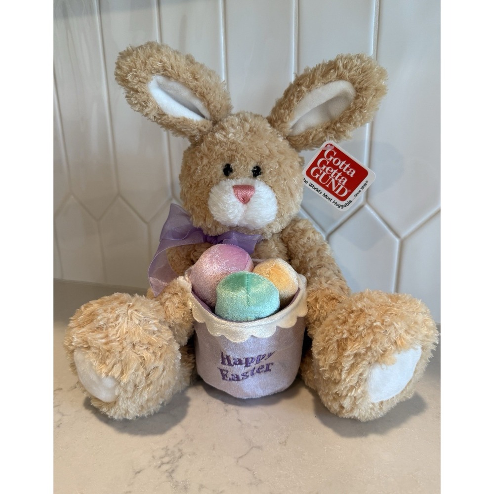 Gund‎ Stuffed Rabbit Plush Easter Bunny Posable Ears Light Brown Dweezle 36246